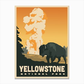 Yellowstone National Park Travel Poster Bison Canvas Print