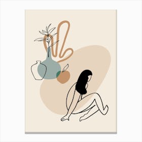 Woman Sitting On The Floor. Boho woman — boho poster, boho wall art 1 Canvas Print