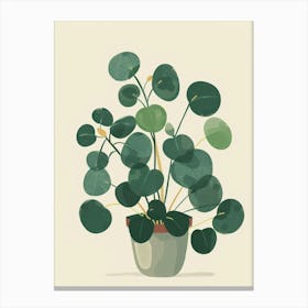 Pilea Plant Minimalist Illustration 1 Canvas Print