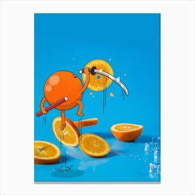 Orange Slicing, Photo Cartoon Canvas Print