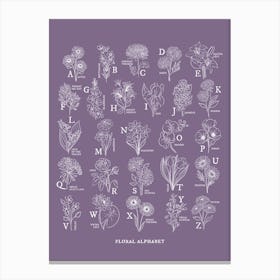 Floral Alphabet | Dark Orchid Canvas Print