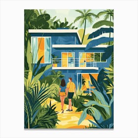 Tropical House In The Jungle Canvas Print