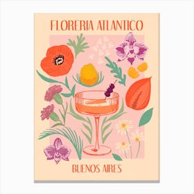 Vintage flower market cocktail poster Canvas Print