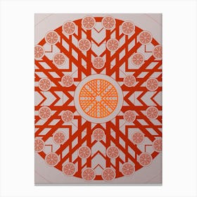 Geometric Abstract Glyph Circle Array in Tomato Red n.0164 Canvas Print