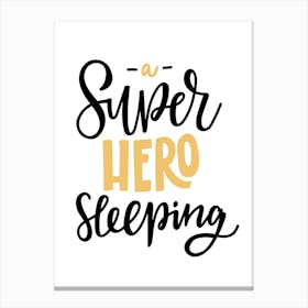 Superhero Sleeping Mustard And Black Canvas Print