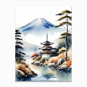Japanese Landscape Watercolor Painting (41) 1 Canvas Print