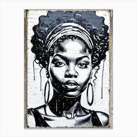 Vintage Graffiti Mural Of Beautiful Black Woman 140 Canvas Print