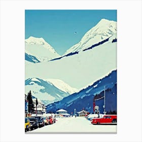 Davos Klosters, Switzerland Midcentury Vintage Skiing Poster Canvas Print