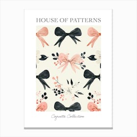 Pink And Black Bows 4 Pattern Poster Canvas Print