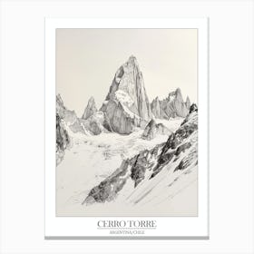 Cerro Torre Argentina Chile Line Drawing 10 Poster Canvas Print