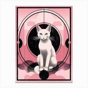 The Fool Tarot Card, Black Cat In Pink 0 Canvas Print