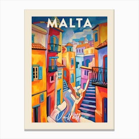 Valletta Malta 4 Fauvist Painting Travel Poster Canvas Print