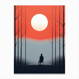 Sunset In The Woods, Loneliness Canvas Print