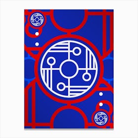 Geometric Abstract Glyph in White on Red and Blue Array n.0081 Canvas Print