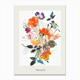 Marigold 1 Collage Flower Bouquet Poster Canvas Print