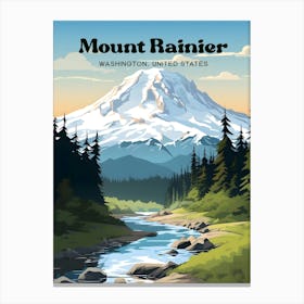 Mount Rainier Washington United States Nature Modern Travel Art Canvas Print