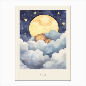 Baby Vole 1 Sleeping In The Clouds Nursery Poster Canvas Print