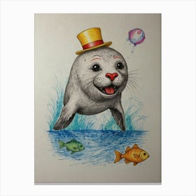 Seal In A Hat 1 Canvas Print