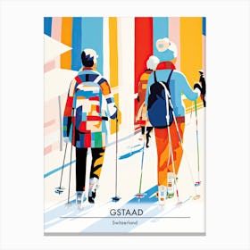 Gstaad   Switzerland, Ski Resort Poster Illustration 2 Canvas Print