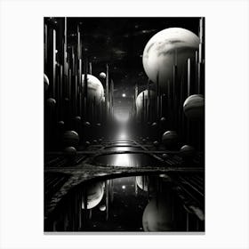 Parallel Universes Abstract Black And White 13 Canvas Print