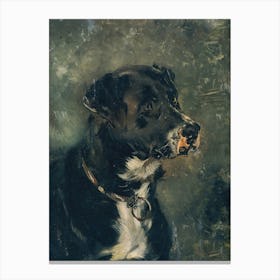 Vintage Black And White Dog Canvas Print