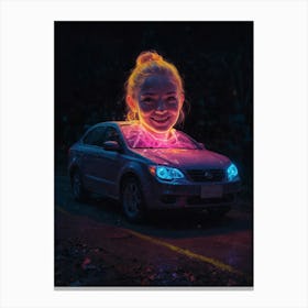 Neon Car Canvas Print