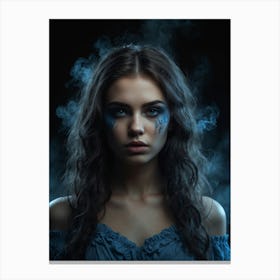 Beautiful Woman With Smoke Canvas Print