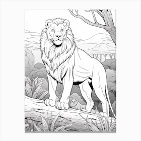 The Pride Lands (The Lion King) Fantasy Inspired Line Art 1 Canvas Print