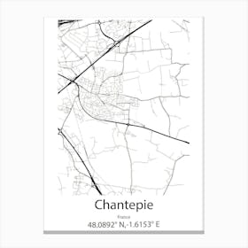 Chantepie,France Minimalist Map Canvas Print