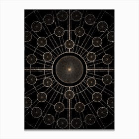 Geometric Glyph Radial Array in Glitter Gold on Black n.0498 Canvas Print
