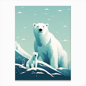 Arctic Bonds; Polar Bear Family Oil Art Canvas Print