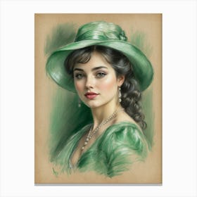 Lady In Green Hat Canvas Print