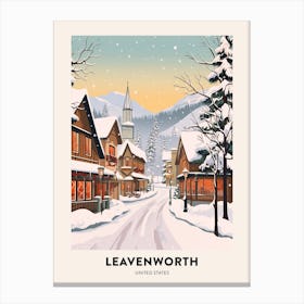 Vintage Winter Travel Poster Leavenworth Washington 3 Canvas Print