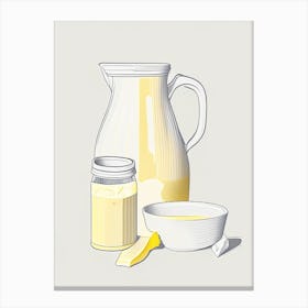 Raw Buttermilk Dairy Food Minimal Line Drawing Canvas Print