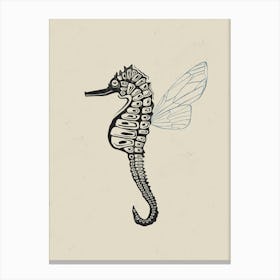 Seahorse Linocut Canvas Print