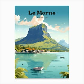 Le Morne Mauritius Lakeview Travel Illustration Canvas Print