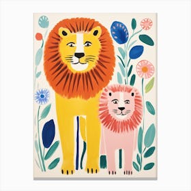 Colourful Kids Animal Art Lion 10 Canvas Print