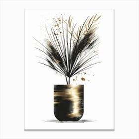 Gold And Black Plant Canvas Print