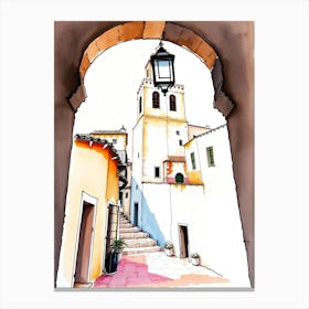 Watercolor Sketch Of An Alleyway Canvas Print