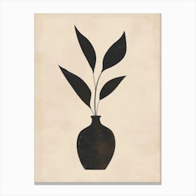 Black Vase With Leaves 1 Canvas Print