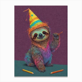 Birthday Sloth Canvas Print