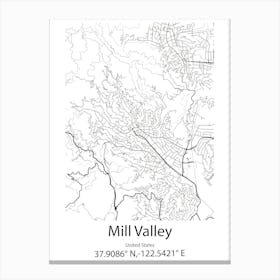 Mill Valley,United States Minimalist Map Toile