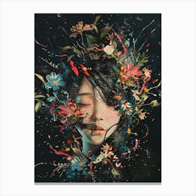 Woman With Flowers On Her Head 15 Canvas Print