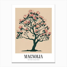 Magnolia Tree Colourful Illustration 1 Poster Canvas Print