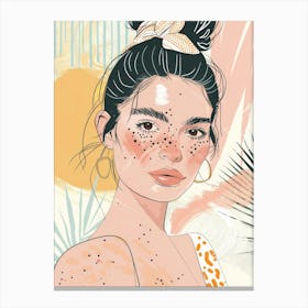 Illustration Of A Girl With Freckles Canvas Print