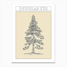 Douglas Fir Tree Minimalistic Drawing 1 Poster Canvas Print