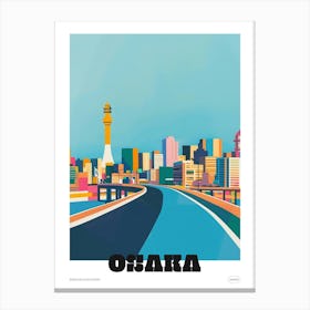 Osaka Japan 3 Colourful Travel Poster Canvas Print