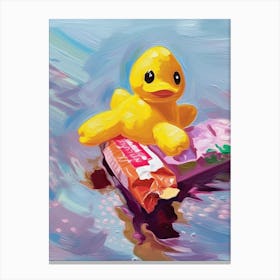 A Yellow Rubber Duck Oil Painting 2 Canvas Print