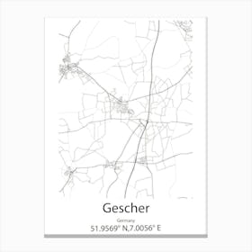 Gescher,Germany Minimalist Map Canvas Print