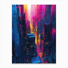 Futuristic City | Pixel Art Series Canvas Print